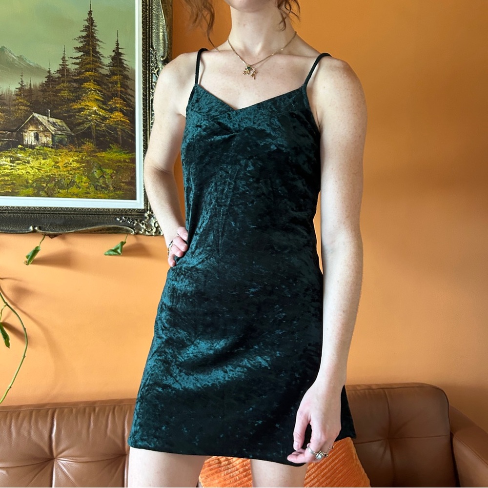 Emerald Crushed Velvet Mini Dress
